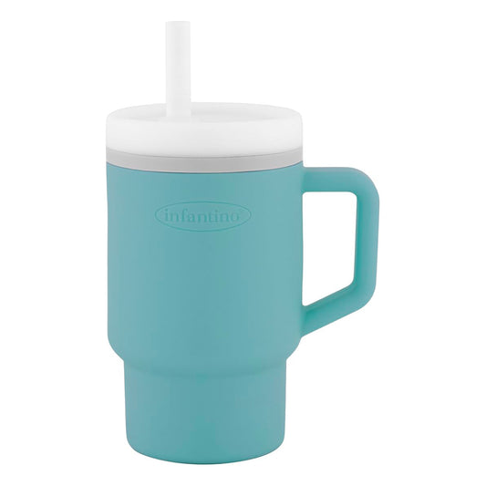 Infantino Mi Primer Vaso, Pajita Resistente Y Asa Para Niños Pequeños, Fácil De Limpiar, 250ml, Pastel Azul_0