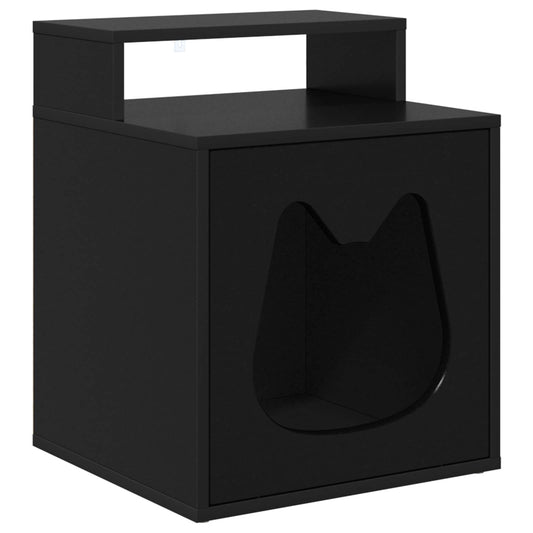 Casa Para Gatos Negro 42,5 X 40 X 53,5 Cm Madera De Ingeniería_0