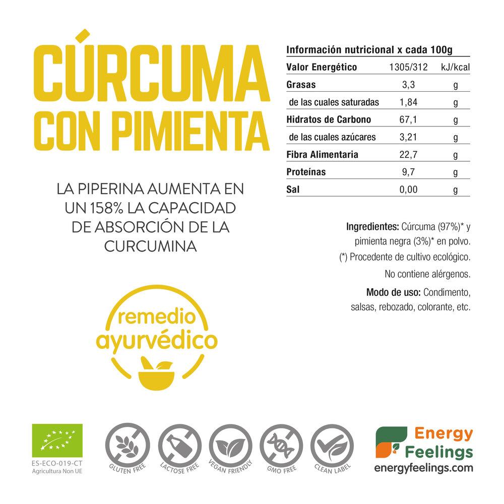 Cúrcuma Con Pimienta negra en Polvo Eco  Energy Feelings 1 kg