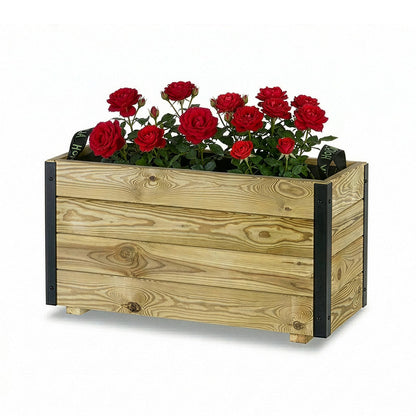 Jardinera Exterior De Madera Con Refuerzo De Aluminio Ghio Al Hortalia 70x30x40 Cm_0