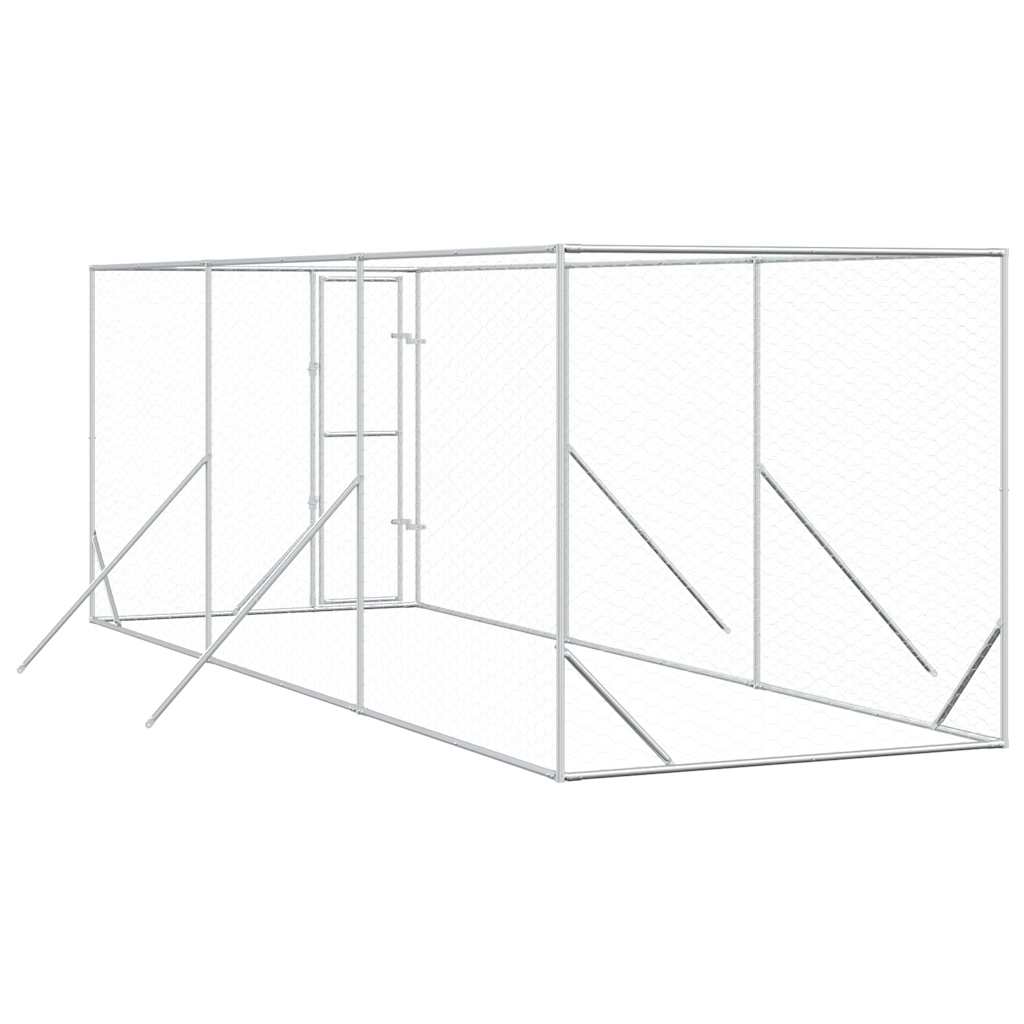 Perrera De Exterior Acero Galvanizado Plateado 2x6x2 M_5