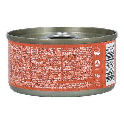 Kit Cat Lata Toppers - Pollo &amp; Salmón 80 g Comida húmeda para gatos en gelatina