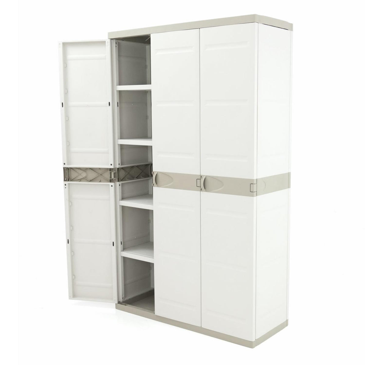 Armario de 3 Puertas con escobero 105 cm Titanium Plastiken Beige (Reacondicionado)