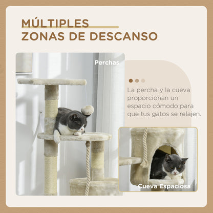 Pawhut Rascador Gato De 4 Pisos 116cm De Altura Árbol Poste Para Arañar Centro_5