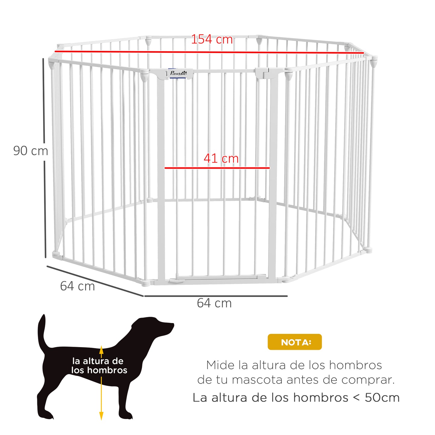 Pawhut Parque Para Perros De 8 Paneles 64x90 Cm Con Doble Cerradura Blanco_2