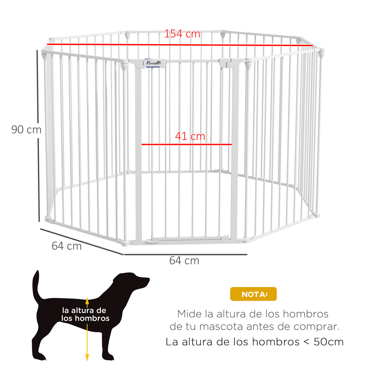 Pawhut Parque Para Perros De 8 Paneles 64x90 Cm Con Doble Cerradura Blanco_2
