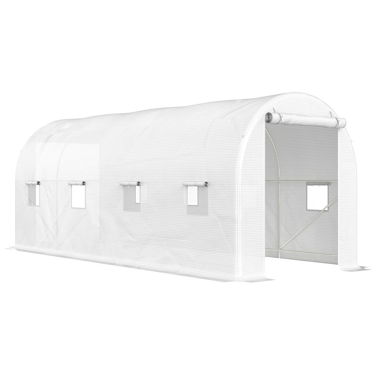 Invernadero De Túnel Outsunny Pe, Metal Blanco 500x200x205 Cm_0