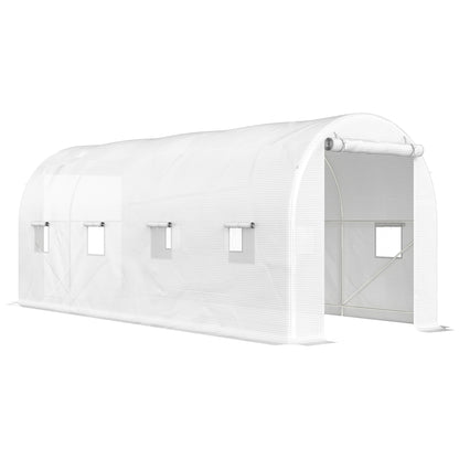 Invernadero De Túnel Outsunny Pe, Metal Blanco 500x200x205 Cm_0