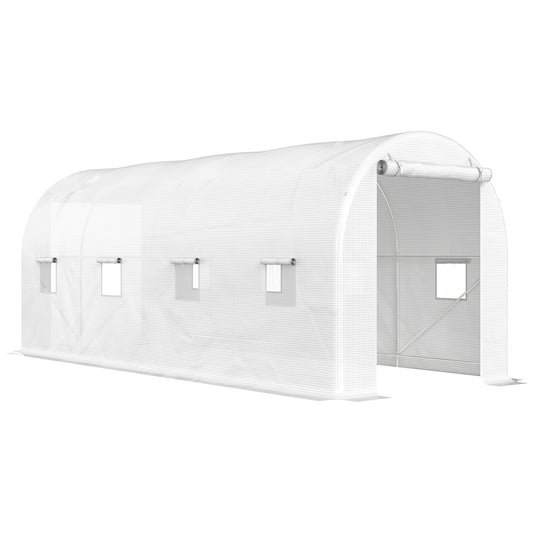 Invernadero De Túnel Outsunny Pe, Metal Blanco 500x200x205 Cm_0