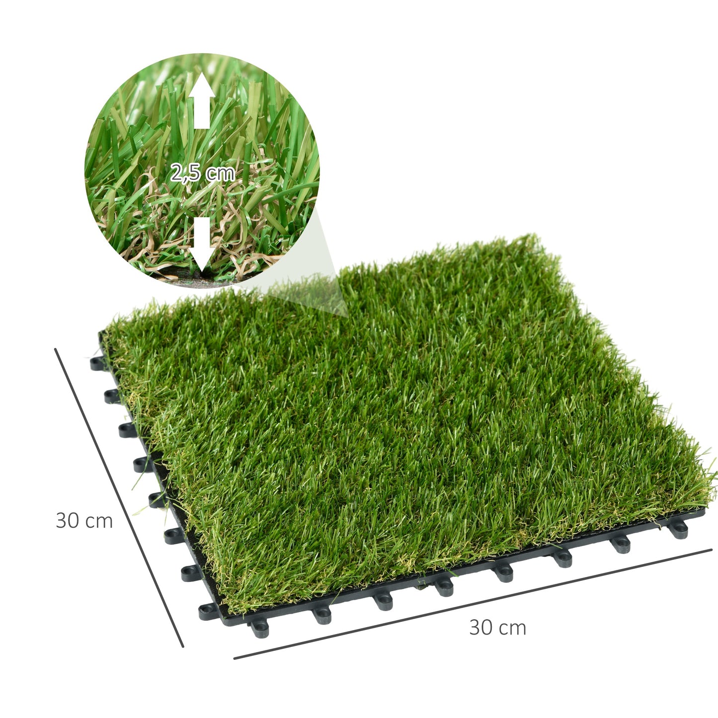 Outsunny Césped Artificial De 10 Piezas 30x30 Cm Altura De Hierba 25 Mm Verde_2