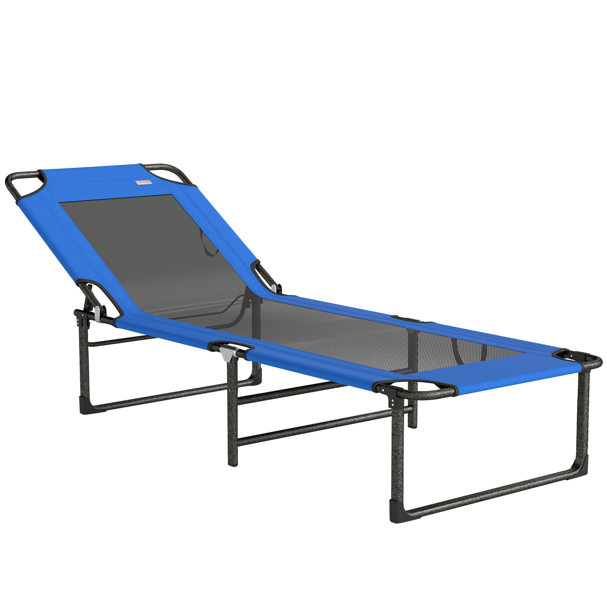 Outsunny Tumbona Plegable Respaldo Ajustable En 4 Niveles 175x58x68 Cm Azul_0