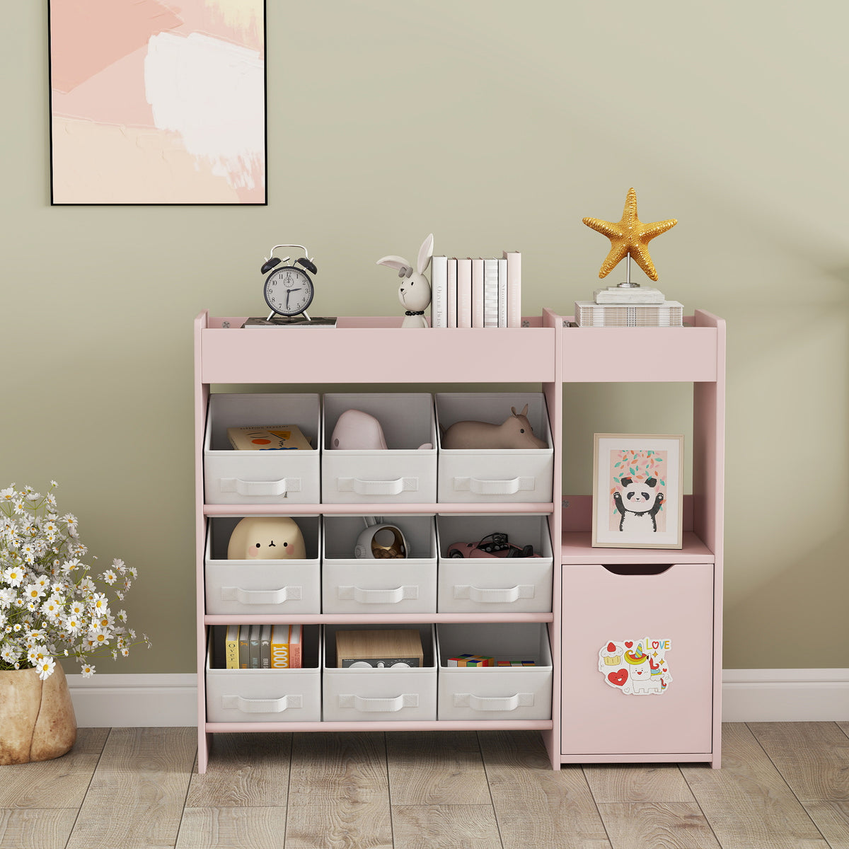 Aiyaplay Estantería Para Juguetes Para Niños Con Cestas Extraíbles Rosa_4