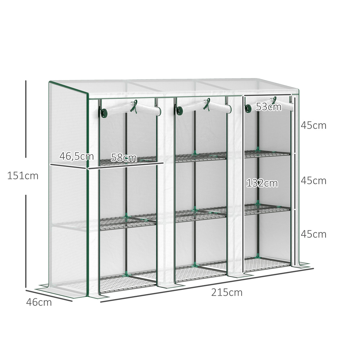 Outsunny Invernadero De Exterior Con 9 Estantes Puerta 215x46x151 Cm Blanco_2