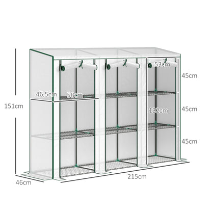 Outsunny Invernadero De Exterior Con 9 Estantes Puerta 215x46x151 Cm Blanco_2