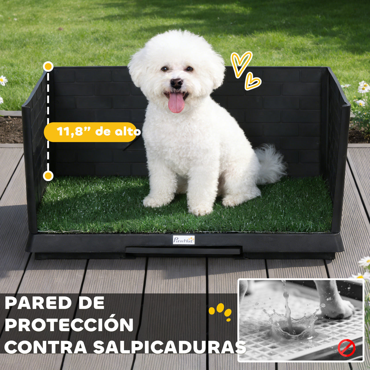 Pawhut Inodoro Para Perros Con Césped Artificial Y Paredes Altas 75x51x36,5 Cm_3