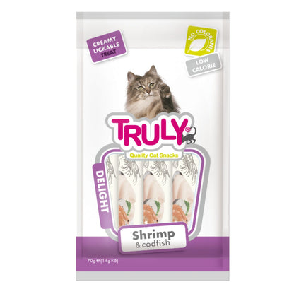 Stick De Crema Para Gato De Camaron Y Bacalao 12 Bolsas X 70 Gr (12 X 5 Sticks)_0