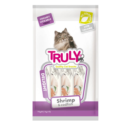 Stick De Crema Para Gato De Camaron Y Bacalao 12 Bolsas X 70 Gr (12 X 5 Sticks)_0