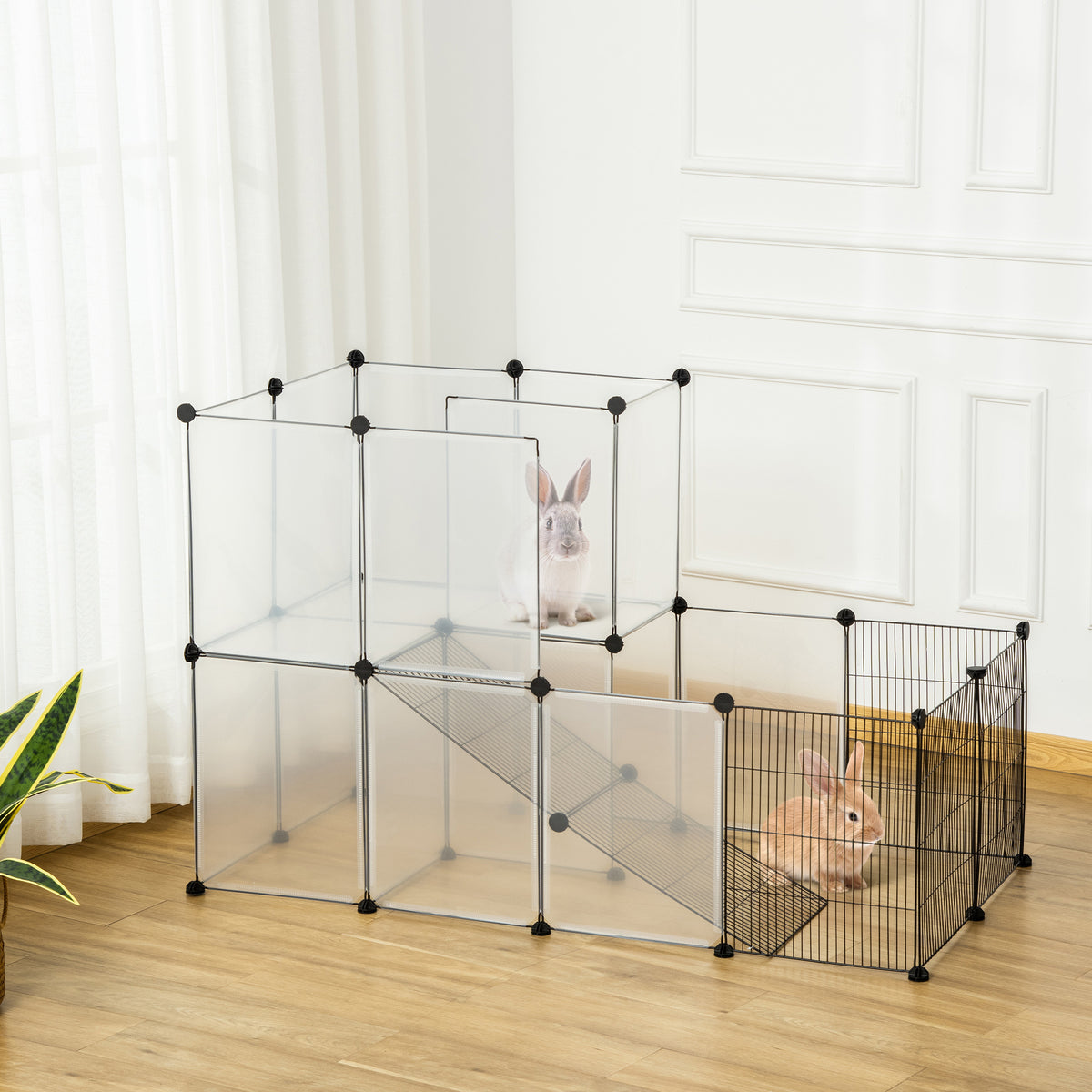 Pawhut Valla Para Animales Pequeños Diy Con 27 Paneles De Resina Alambre_1