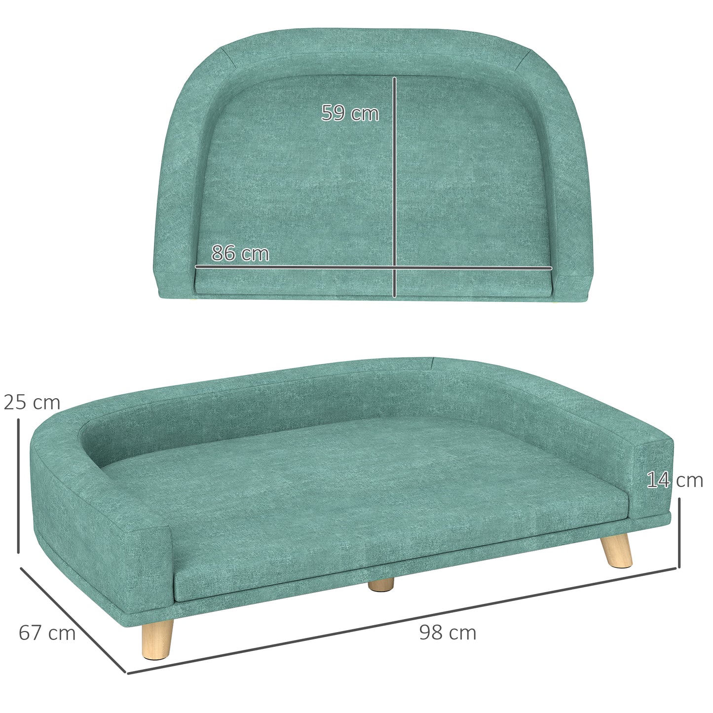 Pawhut Sofá Para Perros Grandes Con Cojín Lavable 98x67x25 Cm Verde_2