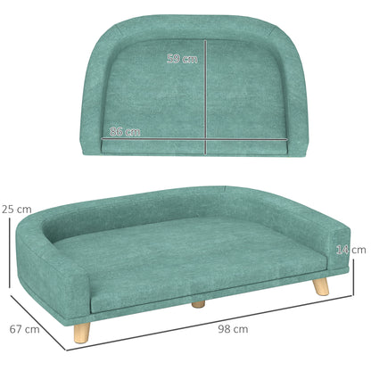 Pawhut Sofá Para Perros Grandes Con Cojín Lavable 98x67x25 Cm Verde_2