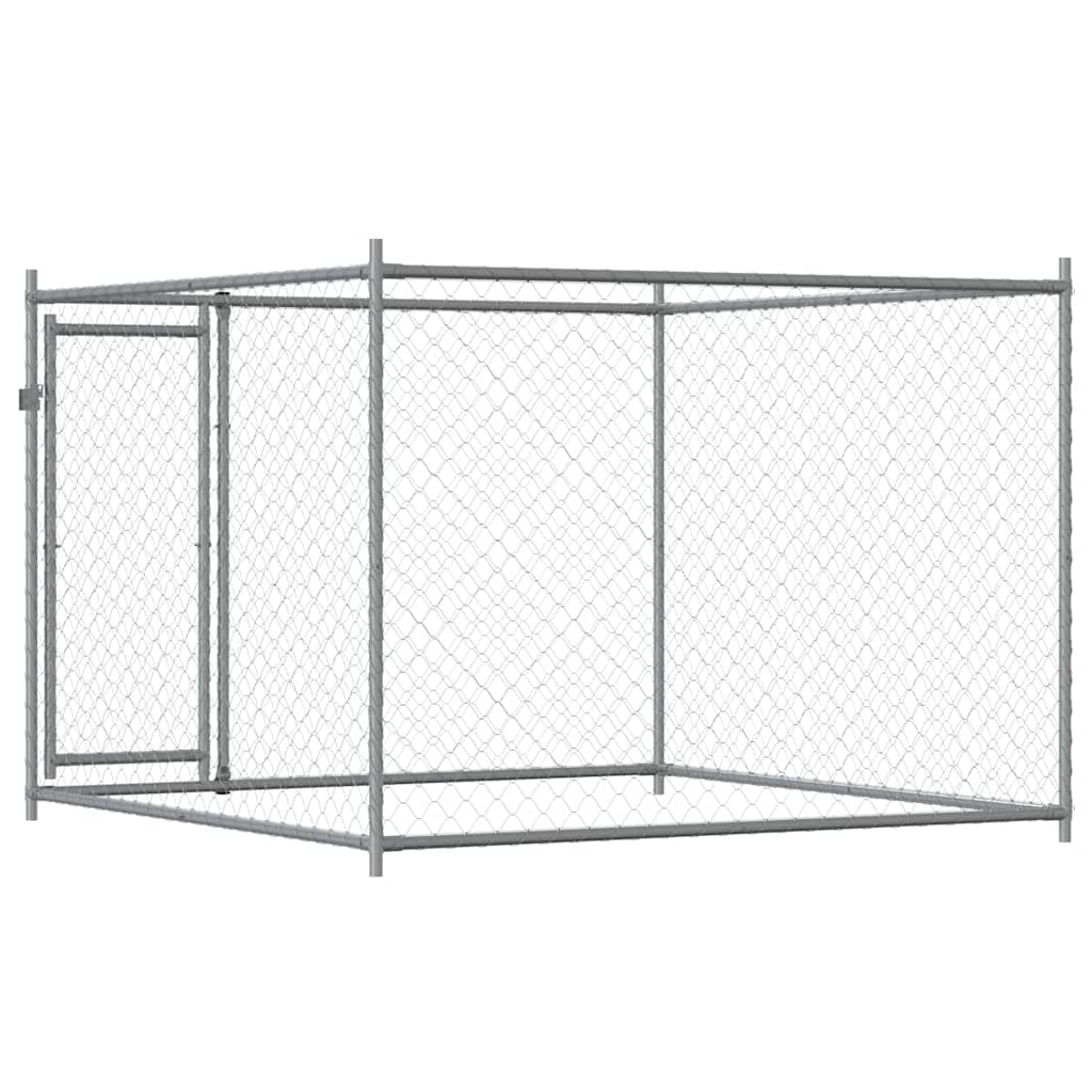 Jaula De Perros Con Puerta Acero Galvanizado Gris 2x2x1,5 M_5
