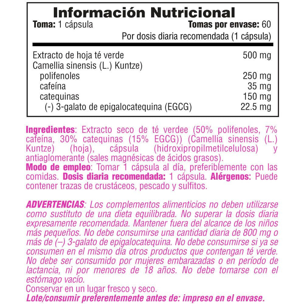 Extracto De Té Verde 500mg - 60 Cápsulas Vegetales - Diuréticos - Smart Supplements_4