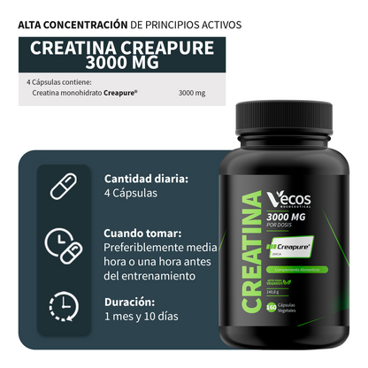 Creatina Creapure® 3000 Mg Vecos 160 Cápsulas | Aumento De Fuerza Y Rendimiento_2