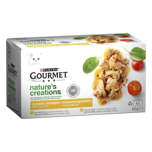 GOURMET Nature's Creations Mini Filetes Rico en Pollo y Pavo 4 x 85 g