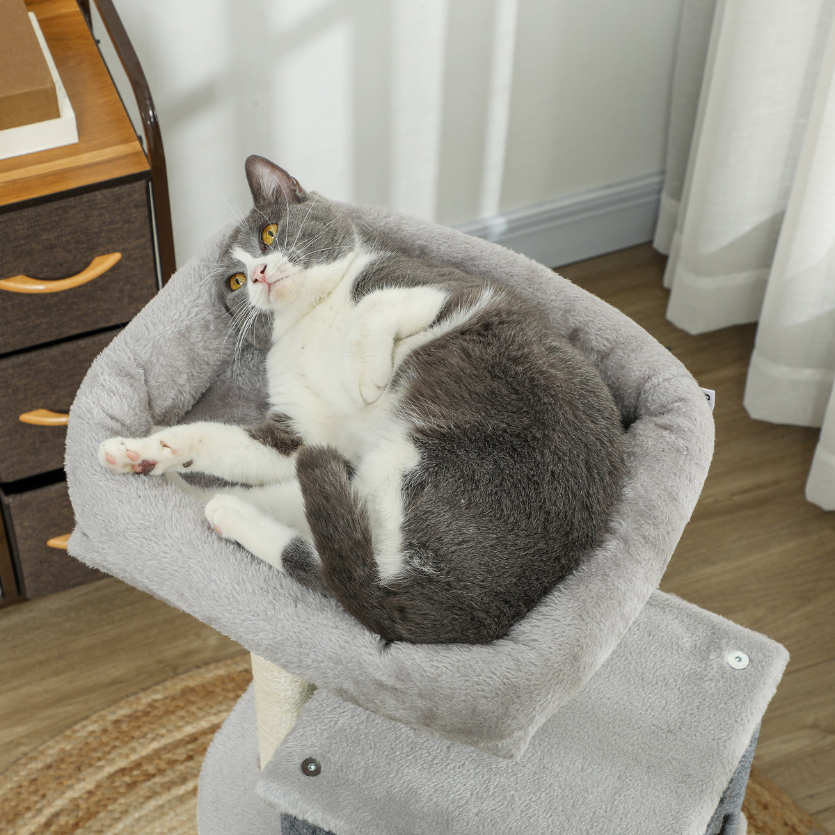 Pawhut Árbol Rascador Para Gatos Altura 104 Cm Con Almohadilla Para Rascar Gris_4