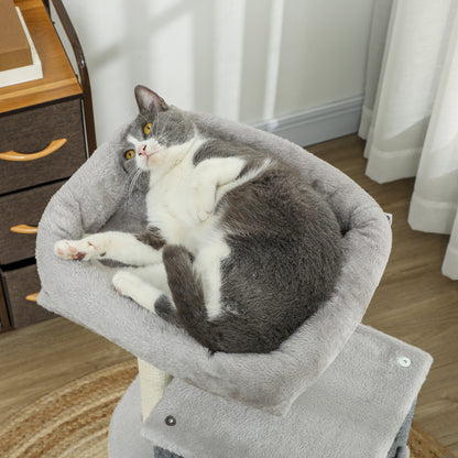 Pawhut Árbol Rascador Para Gatos Altura 104 Cm Con Almohadilla Para Rascar Gris_4