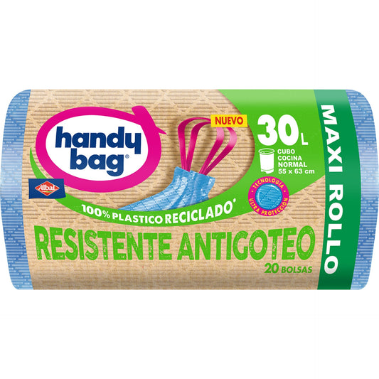 Bolsas basura Antigoteo Maxi 30L Handy Bag 20 uds 100% recicladas