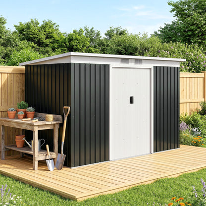 Cobertizo De Jardín Base 3,1 M² Outsunny 280x130x172 Cm Gris Oscuro_1