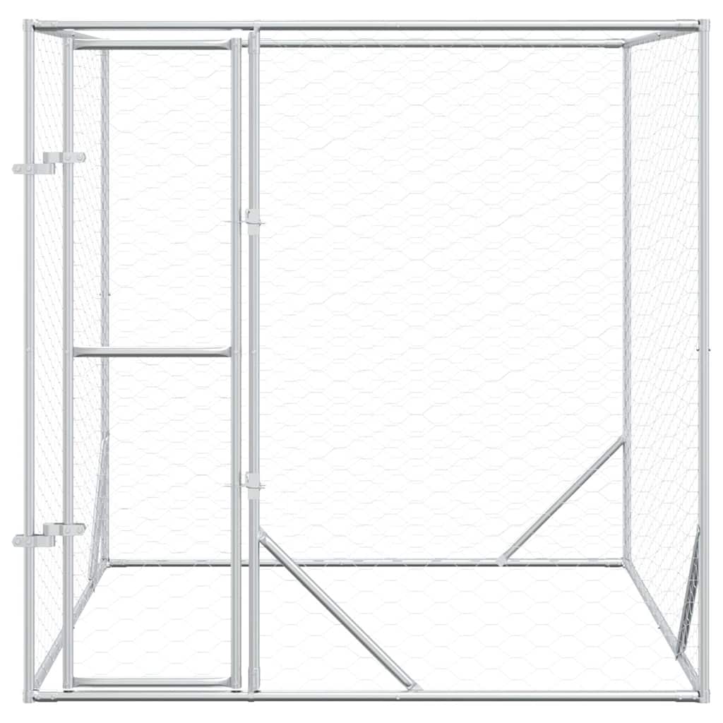 Perrera De Exterior Acero Galvanizado Plateado 2x2x2 M_3