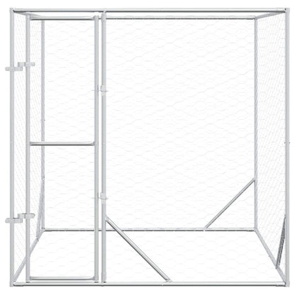 Perrera De Exterior Acero Galvanizado Plateado 2x2x2 M_3