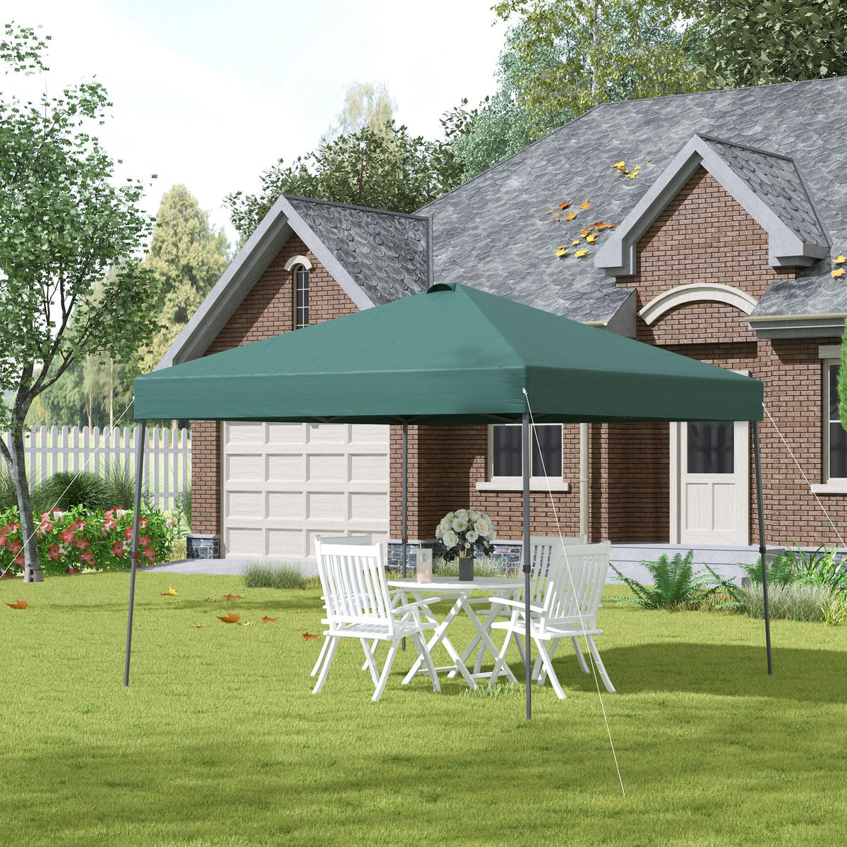 Outsunny Cenador Plegable 3x3m Jardín Con Bolsa De Transporte Con Ruedas Camping_1