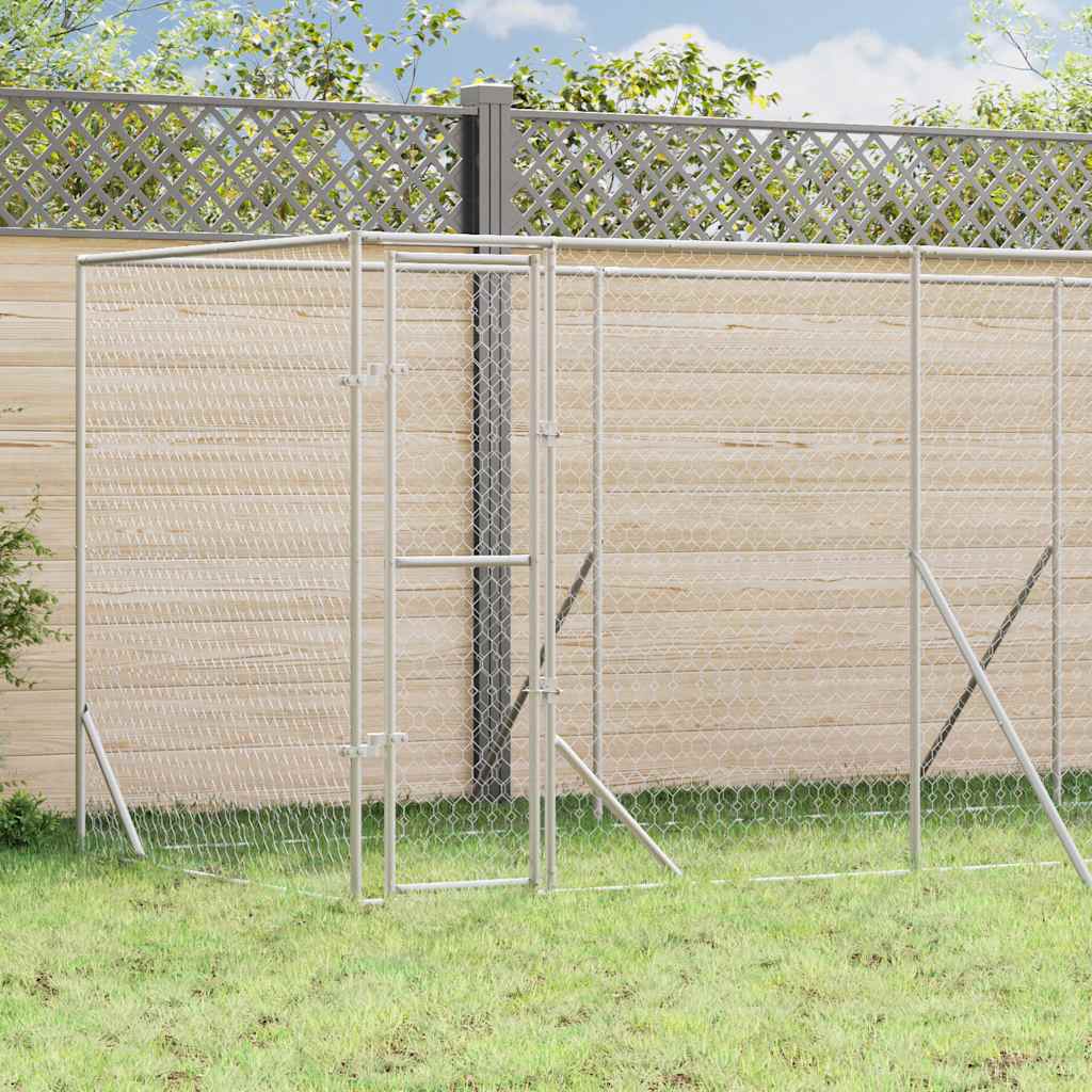 Perrera De Exterior Acero Galvanizado Plateado 6x2x2 M_1