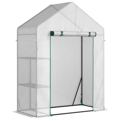 Outsunny Invernadero Jardín 143x73x195 Cm Acero Con 2 Estantes Puerta Enrollable_0