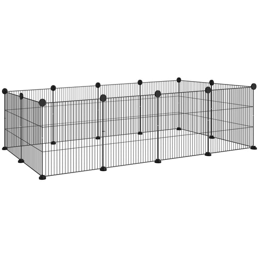 Parque Para Mascotas Pawhut Acero Negro 140x70x35 Cm_0