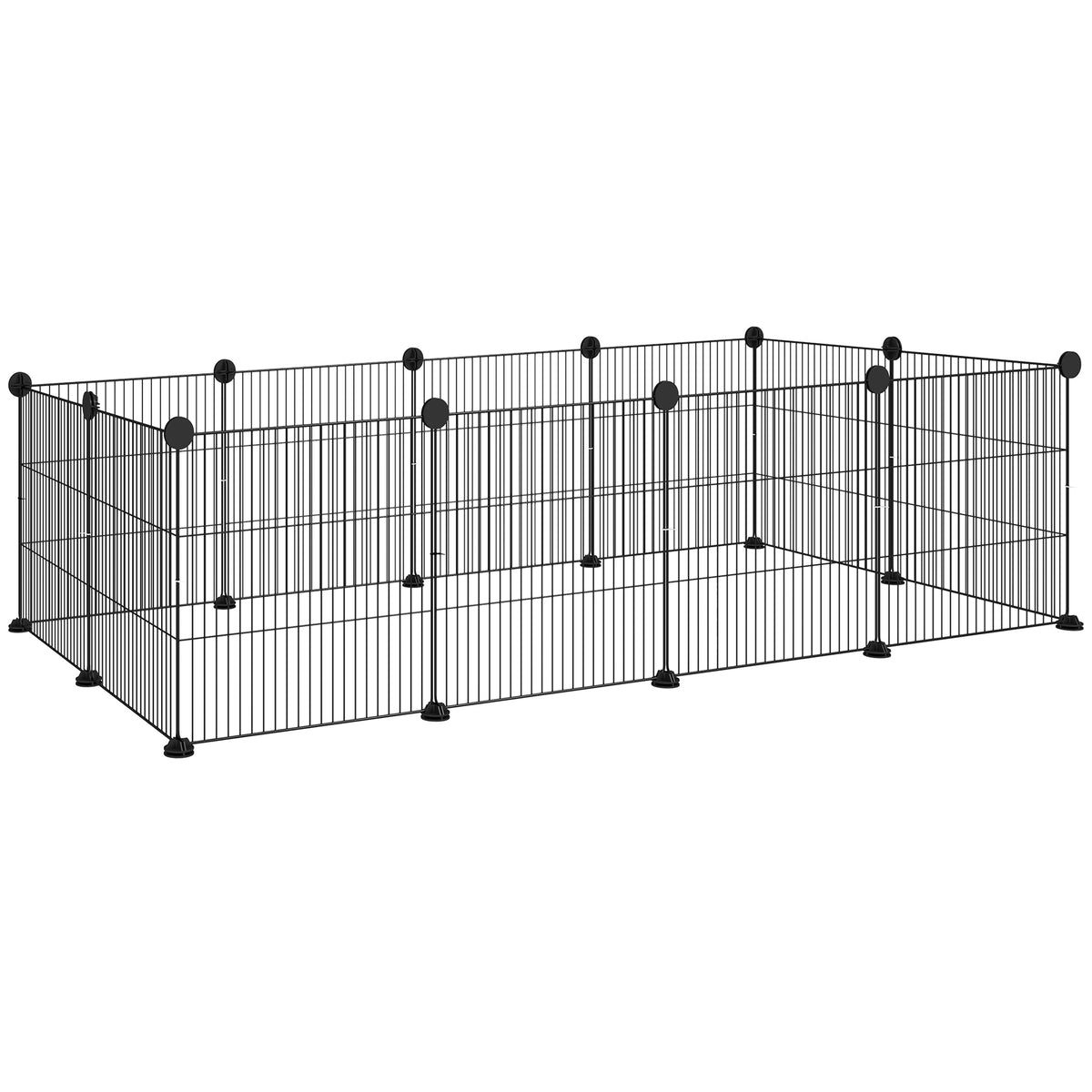 Pawhut Valla Metálica Para Mascotas Con 12 Paneles Diseño Diy 140x70x35 Cm Negro_0