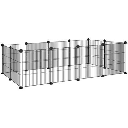 Pawhut Valla Metálica Para Mascotas Con 12 Paneles Diseño Diy 140x70x35 Cm Negro_0