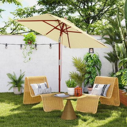 Outsunny Sombrilla De Jardín Rectangular 200x150x235 Cm Anti-uv Beige_1