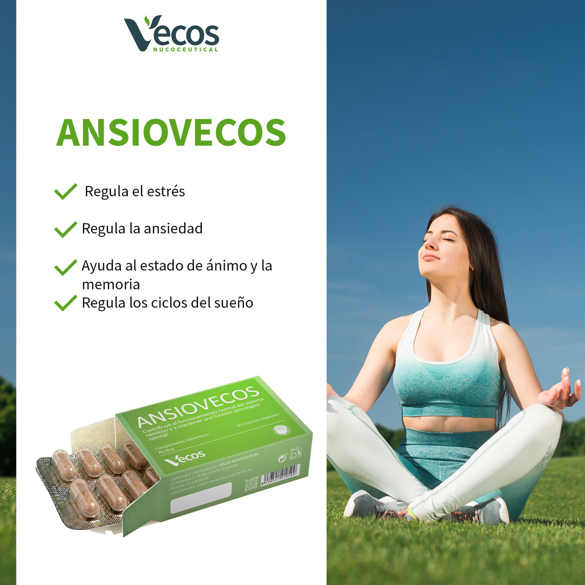 Ansiovecos Vecos 60 Cápsulas | Estrés, Ansiedad Y Equilibrio Emocional | Griffonia, Rhodiola Y Triptófano_3