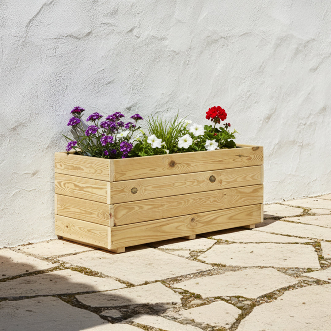 Jardinera Rectangular De Madera Tratada Para Exterior Ghio Hortalia 110x45x40 Cm_1