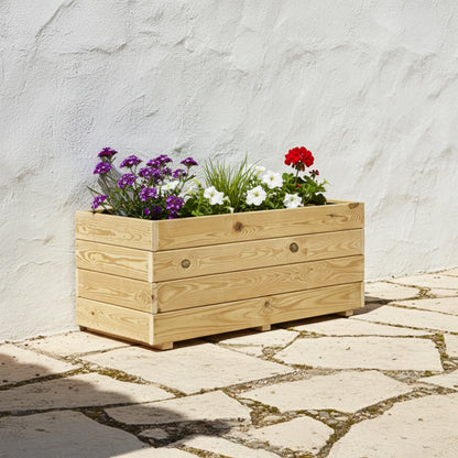 Jardinera Rectangular De Madera Tratada Para Exterior Ghio Hortalia 110x45x40 Cm_1