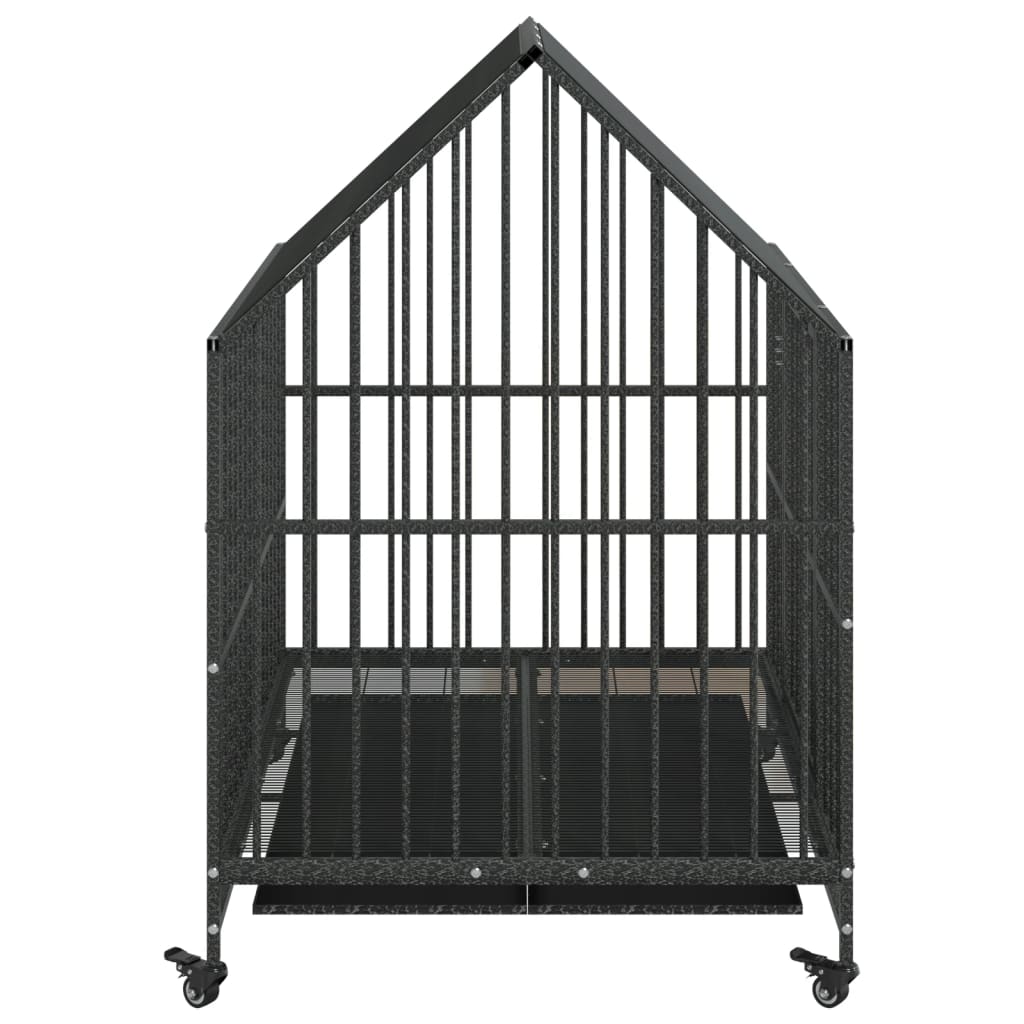 Jaula Para Perros Con Ruedas Acero Galvanizado Negro_5