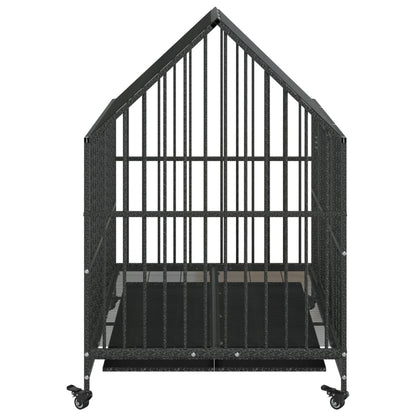 Jaula Para Perros Con Ruedas Acero Galvanizado Negro_5