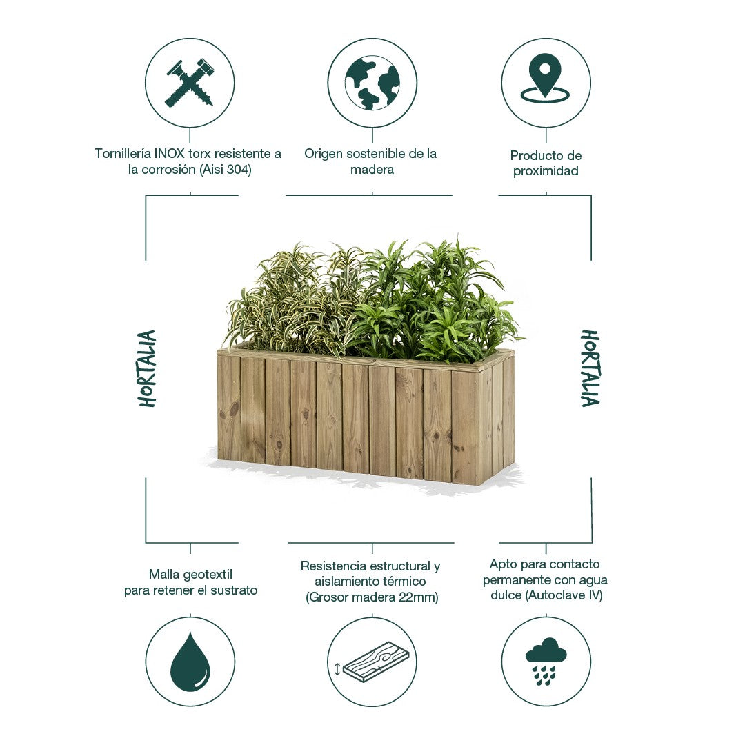 Jardinera De Madera Para Exterior Atrium Hortalia 100x34x40 Cm_3