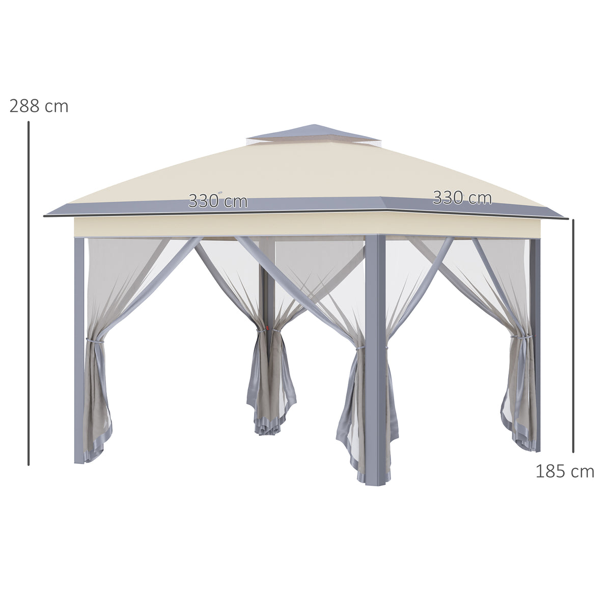 Carpa Plegable Outsunny 330x330x288 Cm Beige_2