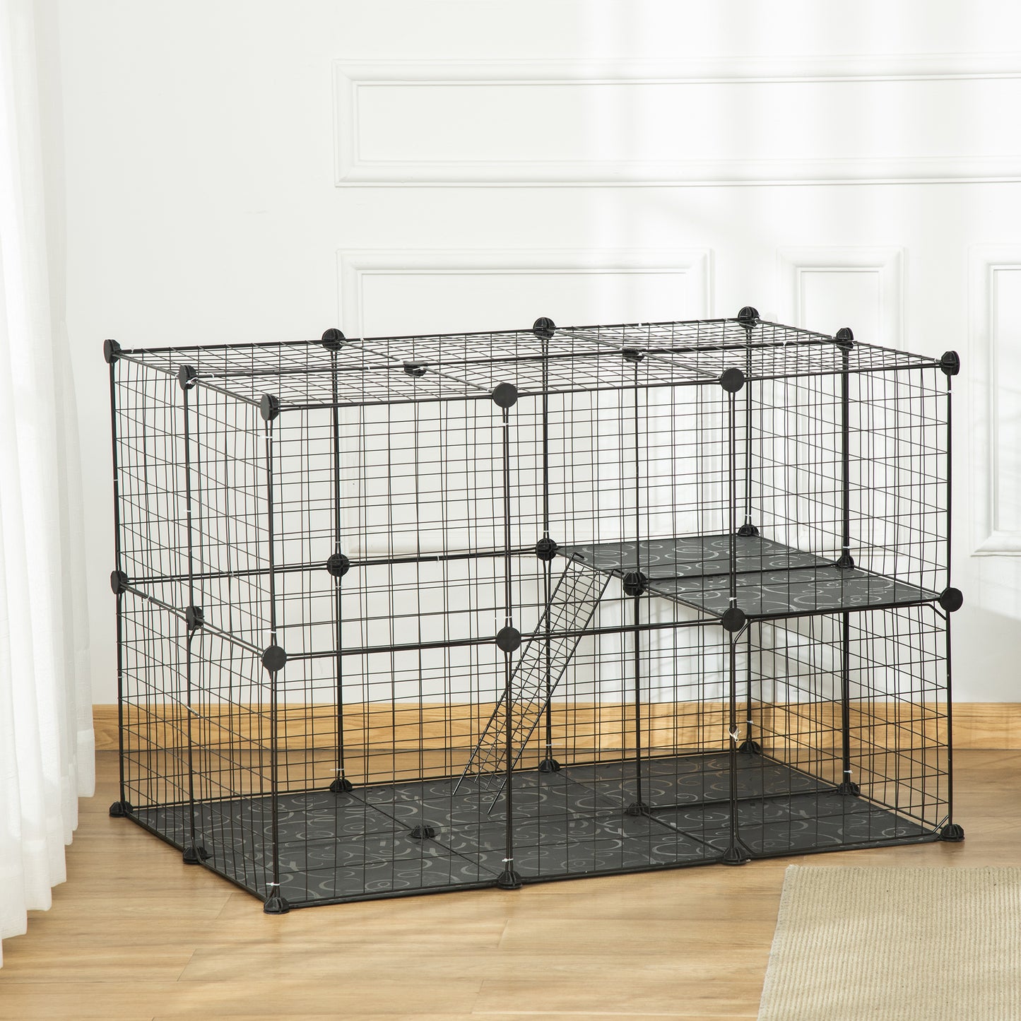Pawhut Jaula Para Animales Pequeños De 3 Niveles 70x70x105 Cm Negro_1