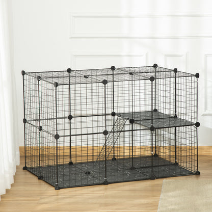 Pawhut Jaula Para Animales Pequeños De 3 Niveles 70x70x105 Cm Negro_1